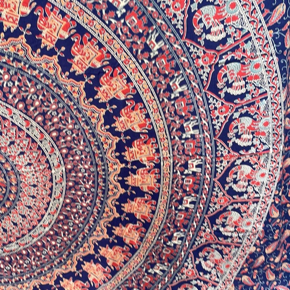 Wall Tapestry Bohemian Blue Red Orange Geometric Pattern 76 x 86 - Picture 5 of 5